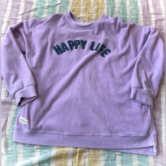 287 simply southern large, Terry cloth sweatshirt, purple happy life - Picture 1 of 3